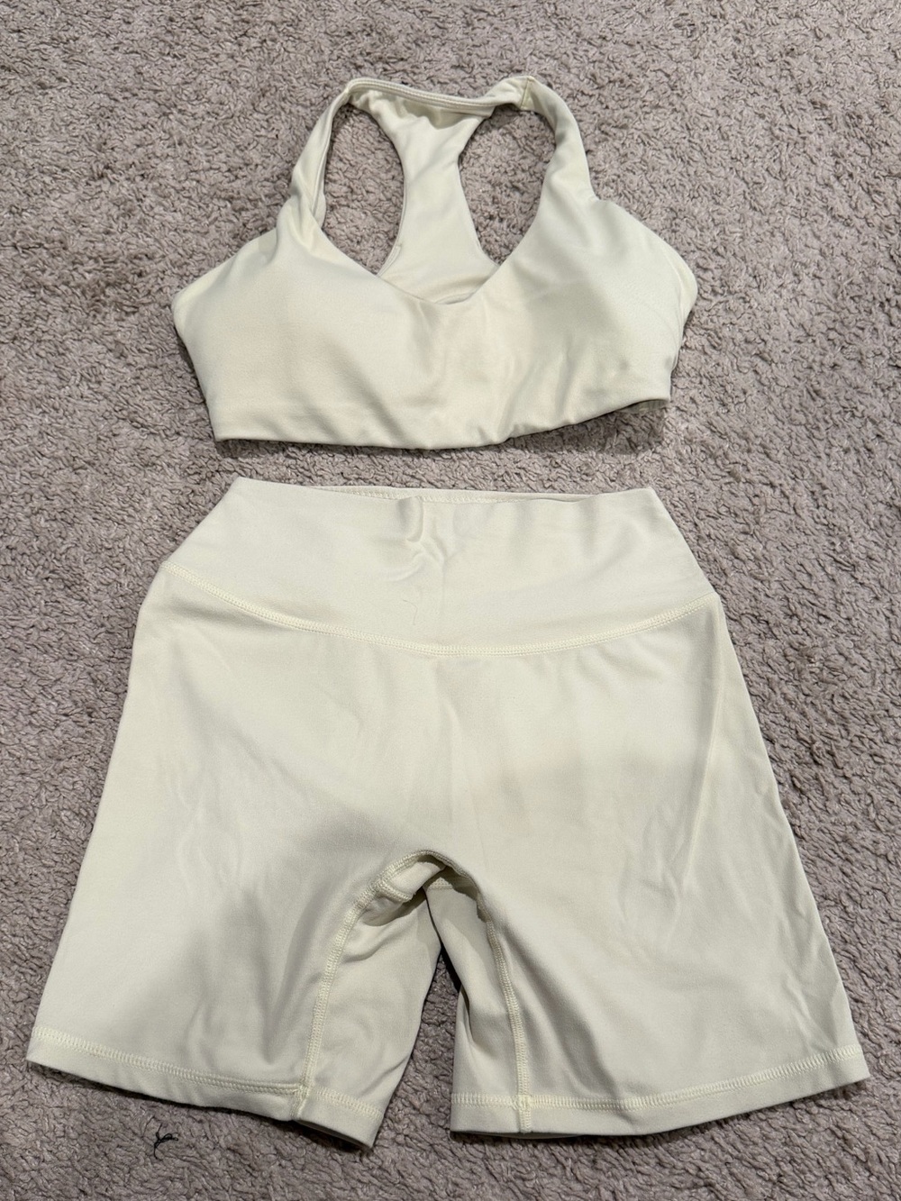 Oner active Pastel Yellow Sports Bra & High-Waist Biker Short Set